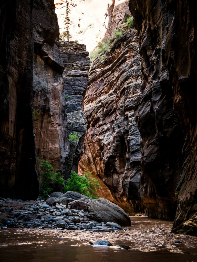 Lever de soleil ardent, pieds dans l&rsquo;eau froide ; contrastes au fond de The Narrows